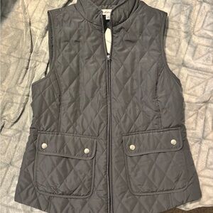 Croft & Barrow Gray Quilted Vest with Stand-Up Collar